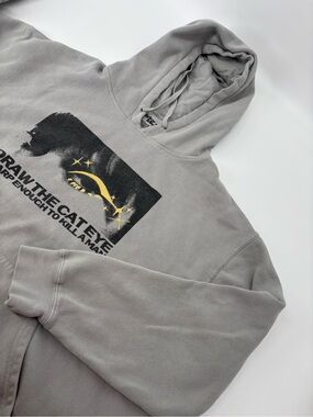 Taylor Swift Midnights Hoodie Sweatshirt Gray Draw The Cat Eye Lyric Womens XL